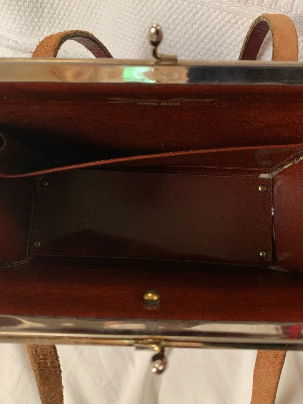 Vintage handmade leather Etienne Aigner small satchel purse bag